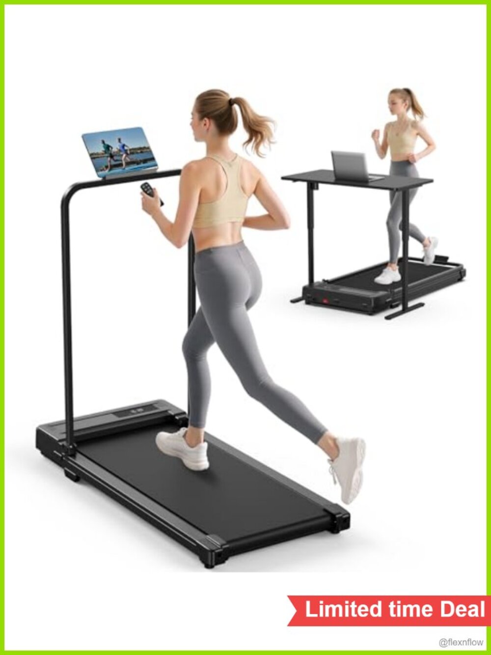Folding Treadmill with Handle Bar Portable Walking Pad for Home Under Desk